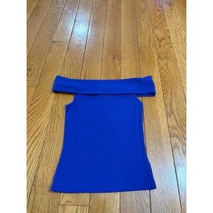 NWOT Express Fitted Off The Shoulder Ribbed Top Royal Blue XS RN 55285